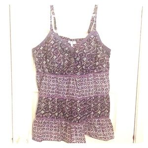 Purple patterned tank Plus Size 1x